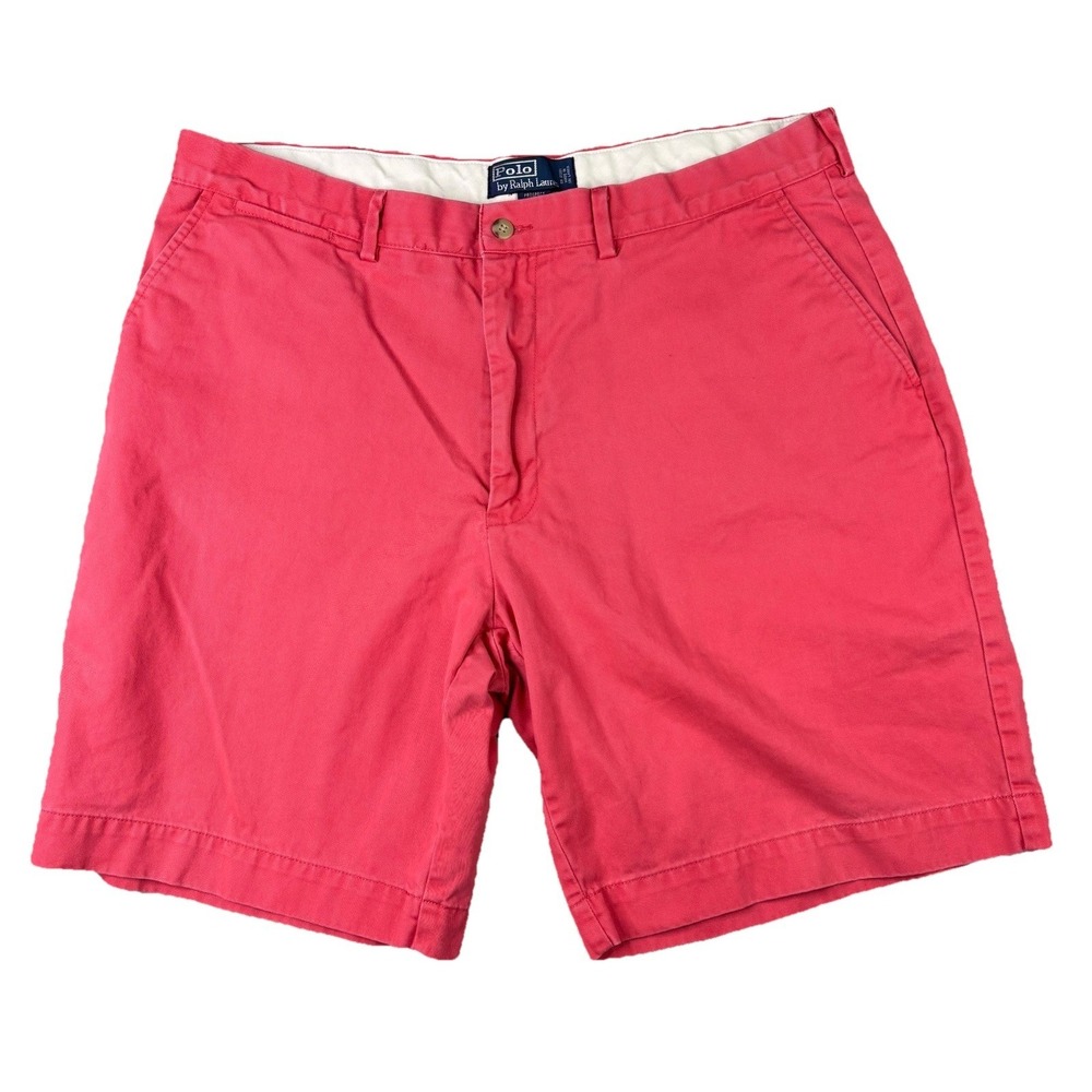 Polo Ralph Lauren Mens Prospect Shorts 38 Mid Rise Pink Flat Front Cotton Chino